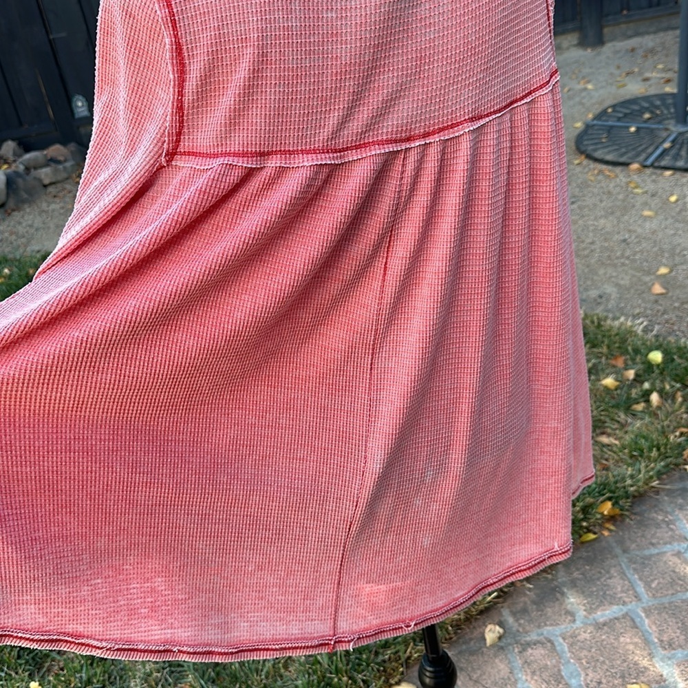 Free People Pink Waffle Knit Henley Top - Picture 6 of 9